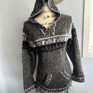 Source Unknown‎ V-Neck Sweater Brown and Black alpaca blend